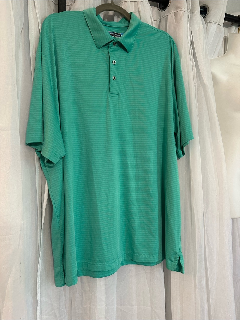 Roundtree & Yorke Teal Striped performance polo XXL